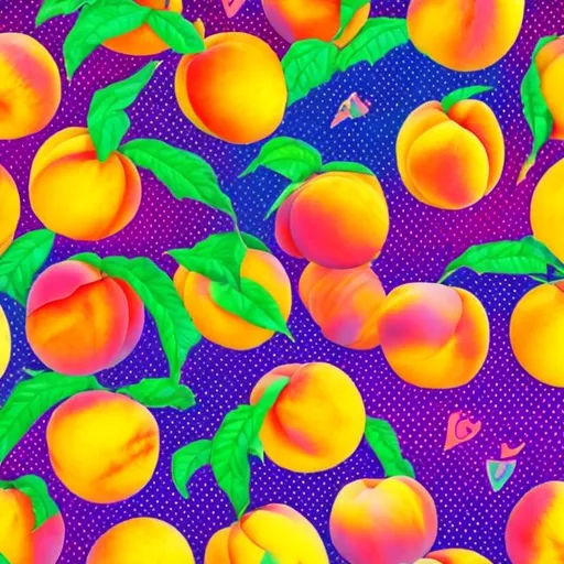 Prompt: Peaches in the style of Lisa frank