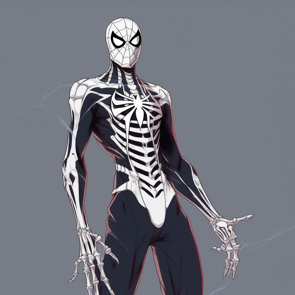 Spider man in Skeleton suit anime artstyle