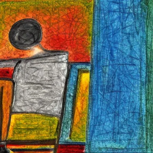 Prompt: A dying man sitting by the window watching the beautiful day go by while he suffers from depression and heartbreak painting abstract textured 