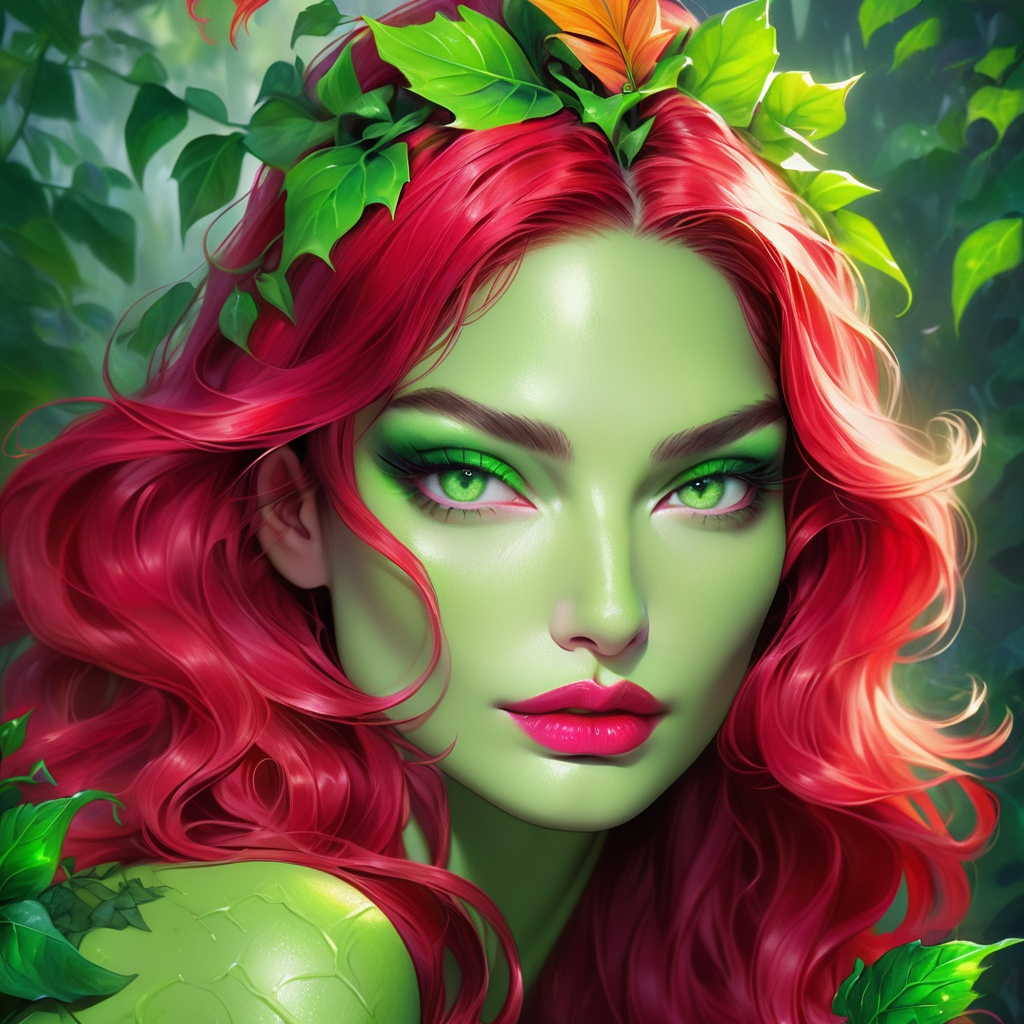 Lily Aldridge portrait, poison ivy, digital paintin... | OpenArt