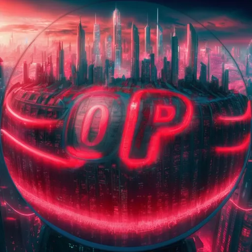 Prompt: Futuristic digital artwork of a sprawling metropolis, dominant red color tones, superchain-infused cityscape, bustling streets adorned with superchain logos, advanced skyscrapers with neon-lit superchain advertisements, high-tech infrastructure integrated with superchain logo, top-tier digital rendering, ultra-HD, cyberpunk, futuristic, red color scheme, detailed cityscape, cryptocurrency dominance, bustling streets, high-end digital art, vibrant lighting