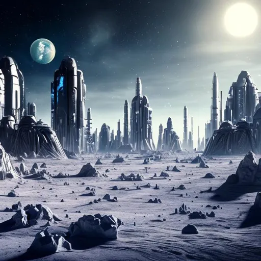 Prompt: A picture of a future city on the moon and life there
