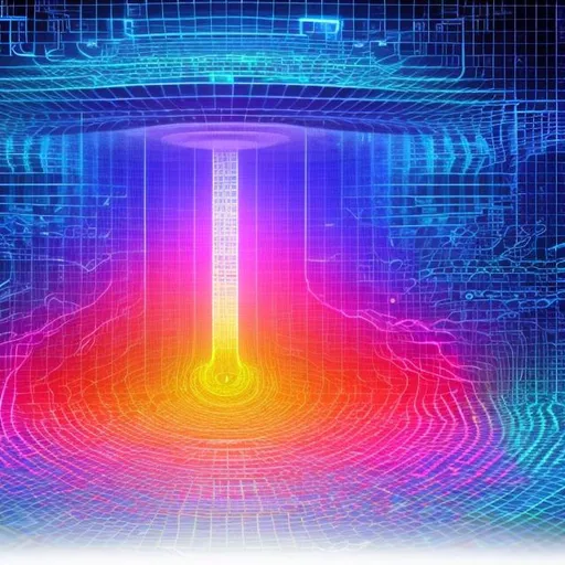 Prompt: n image that depicts in the style of 90's digital art the concept "ethics in a digital world" and have it include the scales of justice. the image should be made of digital zeros and ones
