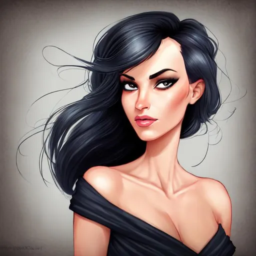 Prompt: Beautiful woman cartoon portrait