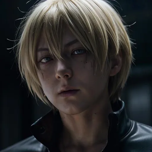 Prompt: Yagami Light in death note anime, blonde hair, red eye balls, hyperrealistic, hyperrealism, death note, highly detailed, dark, 32k, photography, 1080p, cinematic Hyperrealistic, splash art, concept art, fictional characters, mid shot, intricately detailed, colour depth, dramatic, 2/3 face angle, side light, colourful background, HDR, beautifully shot, perfect composition, atmospheric, moody, 