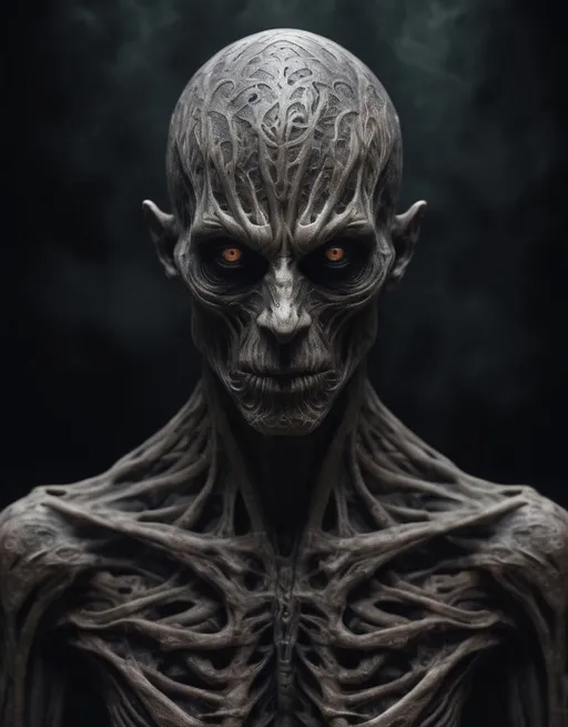 Prompt: full-length portrait of humanoid, horror, ominous, psychedelic, digital art, hyperrealistic, fantasy, dark art, highly detailed, sharp focus