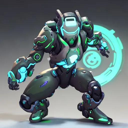 Prompt: Overwatch 2 green and black omnic hero