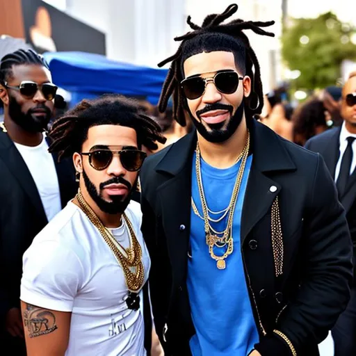 Prompt: Drake is cute with dreadlocks 