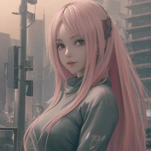 Prompt: extremely realistic, hyper detailed, extremely long hair, anime girl, deep red blush, smiling happily, wears cropped hoodie, toned body, showing abs midriff, tattoos, pin up, highly detailed face, highly detailed eyes, full body, whole body visible, full character visible, soft lighting, high definition, ultra realistic,8K, digital art, cyberpunk, mecha, green, blue, orange