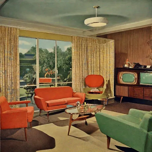 Prompt: 1950s Mid-Century living room.