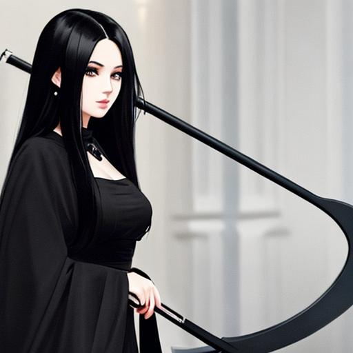 beautiful woman, black hair, pale skin, black dress,... OpenArt