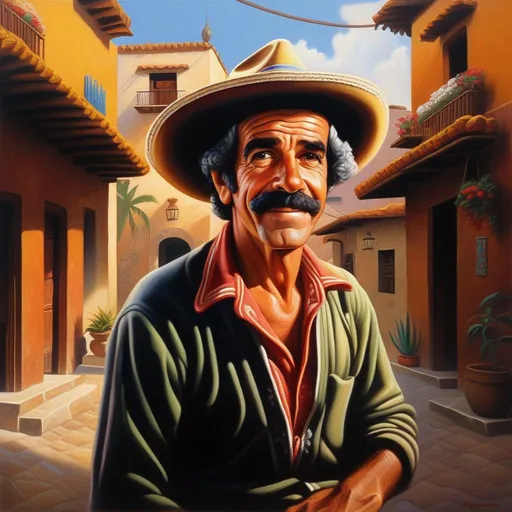 Prompt: Don Ramon, El Chavo del Ocho, Mexico City, warm atmosphere, cartoony style, extremely detailed painting by Greg Rutkowski and by Henry Justice Ford and by Steve Henderson 

