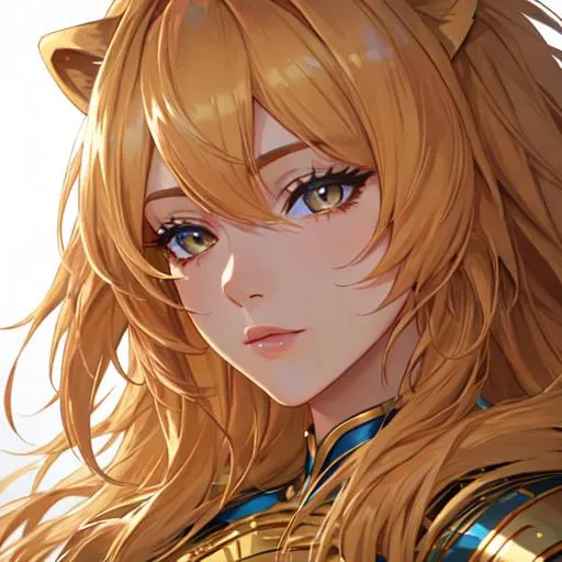 Prompt: Leo  The Lion zodiac as a 
female human, 8k, UHD,  highly detailed, close up