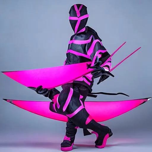 Prompt: Masashi Kishimoto, Mikio Ikemoto art style Pink energy and lighting ninja art style with mask static pink form ninja by Masashi Kishimoto, Mikio Ikemoto