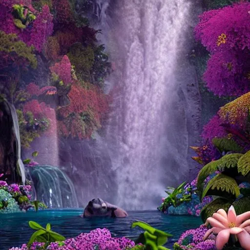 Prompt: a cute cubit flying in a pop realistic mystical paradise in nature, a hyper-realistic perfect face, with waterfalls, elegant exotic flowers, anatomically correct, HDR, 8k, gustave dore, octane render, pixar render, fish eye lens



