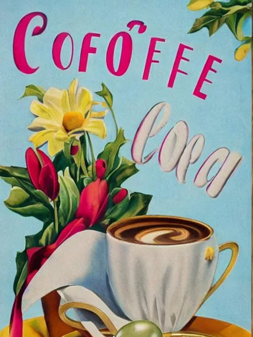 Prompt: Art deco, easter ad, coffee