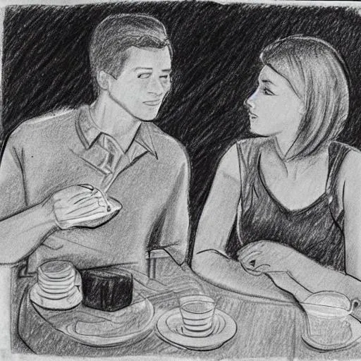 Romantic Couple Pencil Sketch Drawing