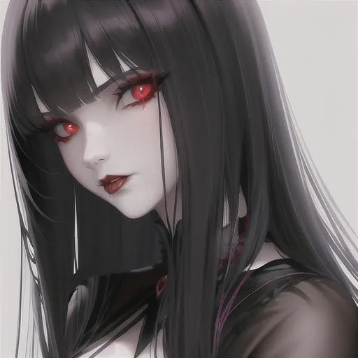 Girl With Long Black Hair Anime Bright Eyes And A Dark Backgrounds