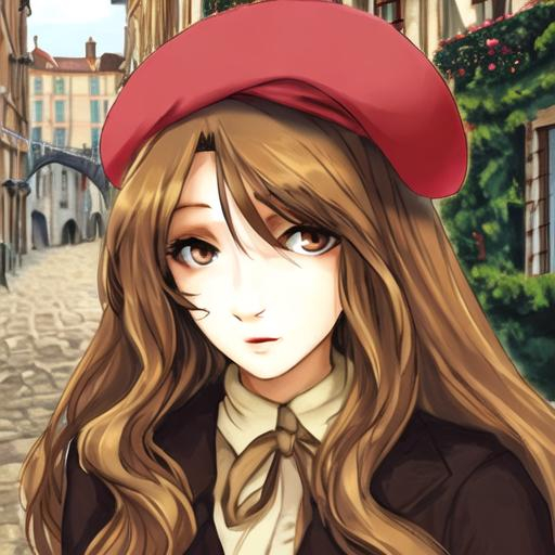 beautiful woman with long brown hair in France with... OpenArt