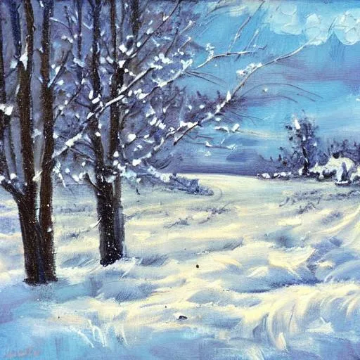 Prompt: snowy landscape painting



