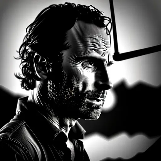 Prompt: Rick Grimes, Face, profile.