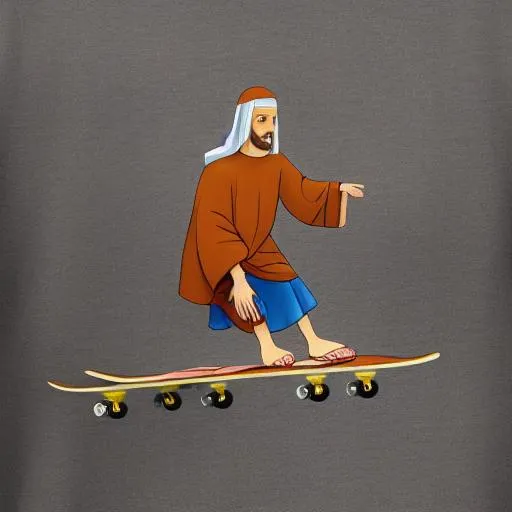 Prompt: jesus on a skateboard