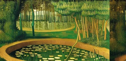 Prompt: An oil painting of the  Spring, a magic oil 
surrounded by green creepers , an airbrush painting  a web hero image
by, Sandro Botticelli, Vincent Van Gogh 
airbrush art, detailed painting, pre-raphaelite, 3d 
render, rococo art