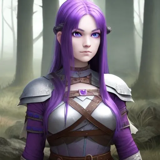 Prompt: CGI, girl viking, dark purple hair, straight hair, light blue eyes