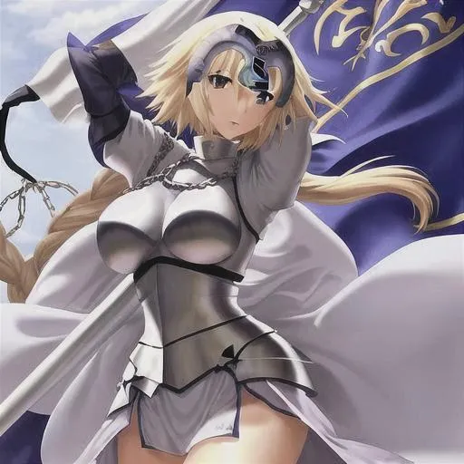 Prompt: Jeanne D'arc Fate with flag