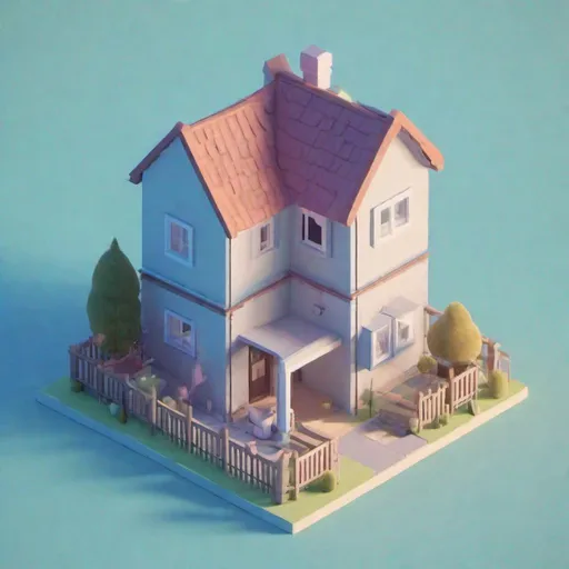 Prompt: Tiny cute isometric house, soft smooth lighting, soft colors, soft colors, 100mm lens, 3d blender render, trending on polycount, modular constructivism, blue blackground, physically based rendering, centered