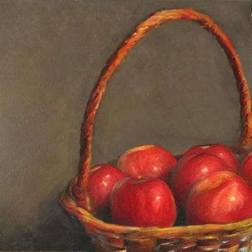 Prompt: A panting of a basket of red apples