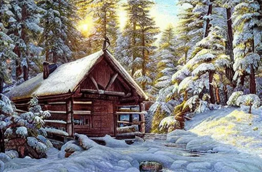 Prompt: beautiful artwork by ivan shishkin, no animals, cabin