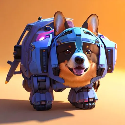 Prompt: cute corgi in a future giant mech , pixar, vibrant color, natural and realistic lighting and shading, hq, ultra detail, 3D render, C4D, octane render, ray tracing, 8k