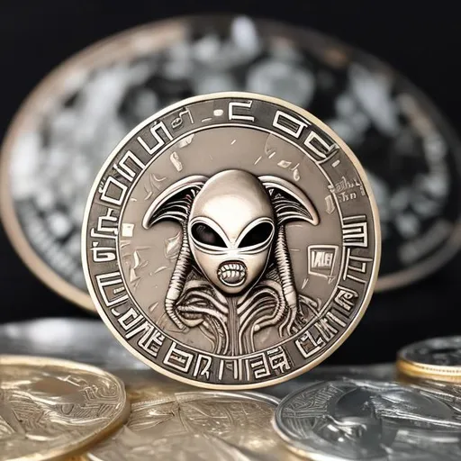 Prompt: alien coin, surprise me