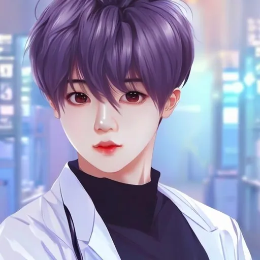 Prompt:  shy anime jimin doctor romantic actor good looking