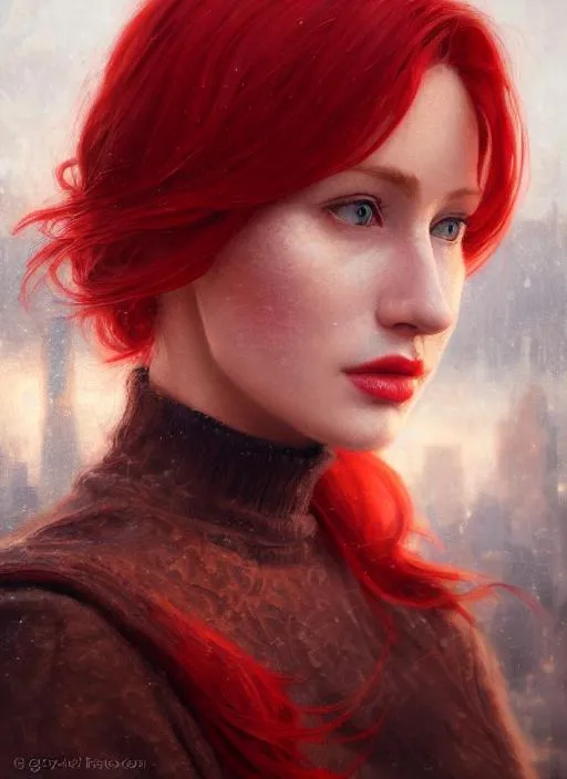 Prompt: Portrait of {woman} with {red} hair and with cute face, {city}, perfect composition, hyperrealistic, super detailed, 8k, high quality, trending art, trending on artstation, sharp focus, studio photo, intricate details, highly detailed, by greg rutkowski