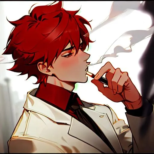 Prompt:  (male, short red hair) Smoking, thug, 8k, UHD, Highly detailed