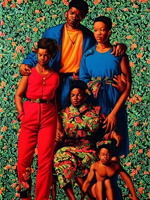 Prompt: family by kehinde wiley
