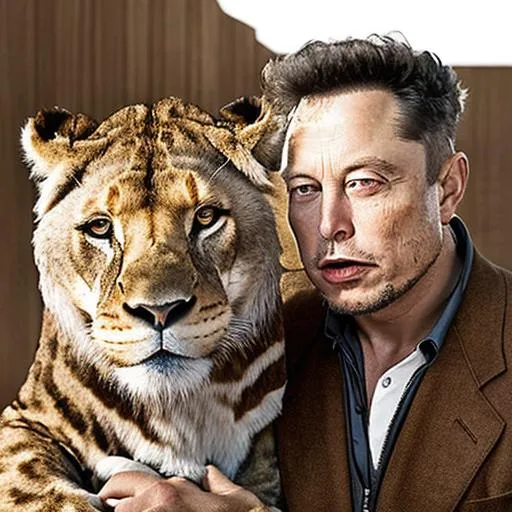 ELON MUSK in a zoo with a lion and zebra on his right | OpenArt