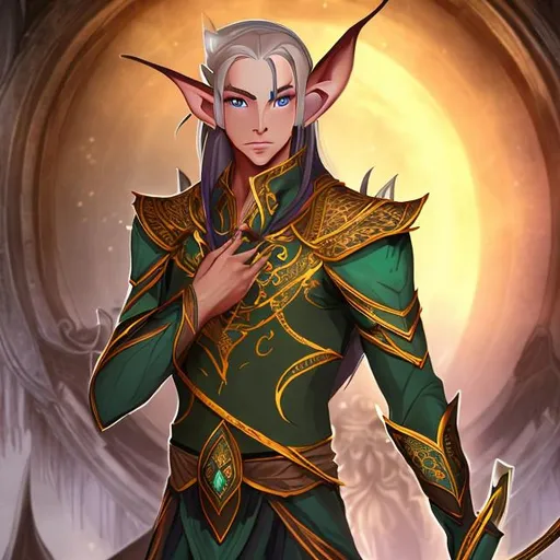 Prompt: pretty male bard high elf