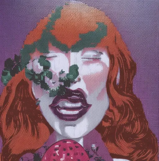 An extremely detailed cmyk halftone silk screen, a b... OpenArt