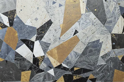 Prompt: high resolution PC wallpaper, acrylic painting, grey-blue color tones, background texture resembling old weathered concrete  full of details, peeled color, faded colors, cubistic vertical and horizontal motives in the front
