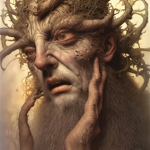 Prompt: Ignorance is bliss, detailed face, by brian froud, studio lighting