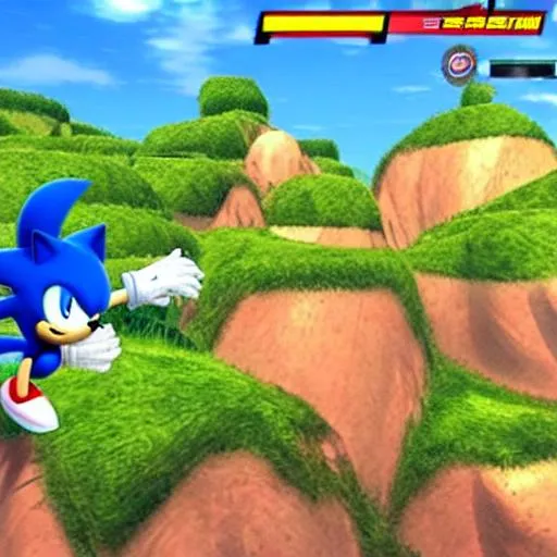 Prompt: Sonic runnig on green hill zone