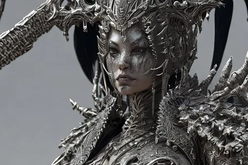 Prompt: character design, beautiful demon female, bone armor, intricate details, cinematic lighting, photo realistic, extremely realistic