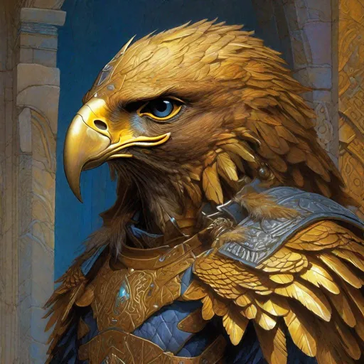 Prompt: "Golden eagle man wearing solestial armor : artwork by Ligne Claire, brian froud, Maxfield Parrish and Michael Whelan; masterful, intricate, extremely detailed, accurate, bright colors, fantasy trending on artstation, talon hands, anthropomorphic"
"Hyperrealistic, splash art, concept art, mid shot, intricately detailed, color depth, dramatic, 2/3 face angle, side light, colorful background"