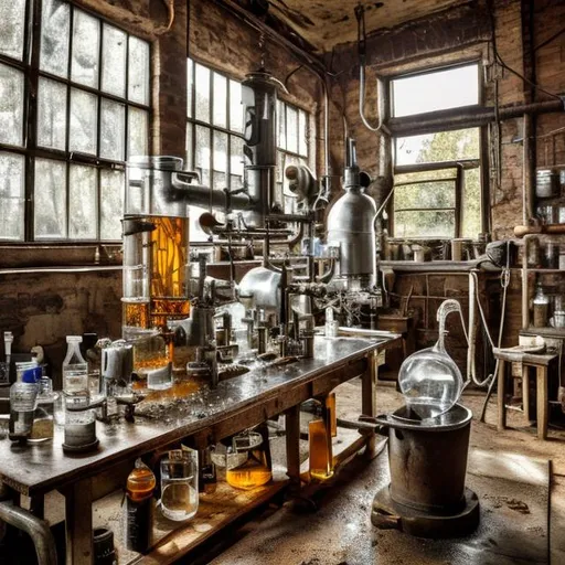 Prompt: laboratory bench with beaker making chemical extraction,  professional photograph of {scenery}, highly detailed,  natural lighting, vivid colors, everything in sharp focus, HDR, UHD, 64K. Serious, Formal, artistic, realistic, Aspect 16:9