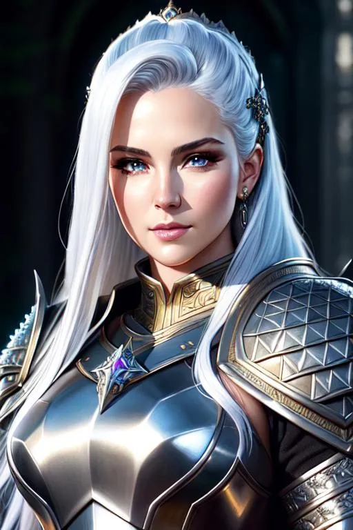 Prompt: perfect composition, hyperrealistic, super detailed, 8k, high quality, sharp focus, studio photo, intricate details, highly detailed, by greg rutkowski, full body armor hyper detailed full body of the most beautiful, beautiful d&d character portrait, dark fantasy white hair, detailed, realistic face, digital portrait, intricate armor, fiverr dnd character, wlop, stanley artgerm lau, alice schwarzer, artstation, hd, octane render, hyperrealism intricate details, 8k, cinematic volumetric light, proportional, art trending on artstation, sharp focus, studio photo, intricate details, highly detailed, intricate artwork masterpiece, ominous, intricate, epic, trending on artstation, highly detailed, vibrant, production cinematic character render, ultra high quality model, 