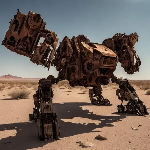 Prompt: Abandoned Mech In A Desert