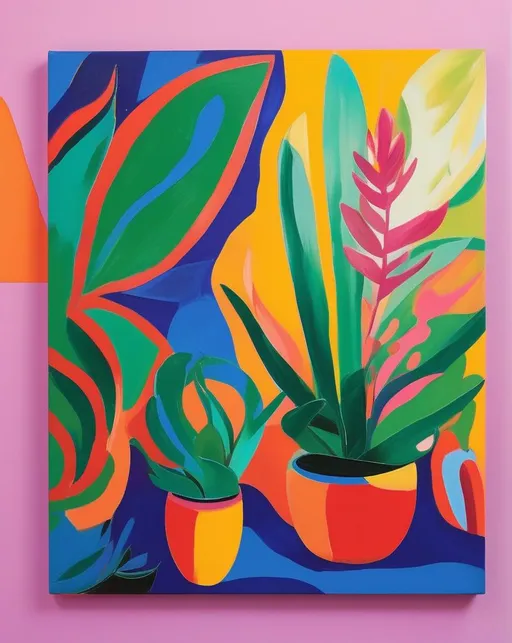 Prompt: A fauvism-inspired artwork celebrating the joy of nature with bold colors and organic shapes. Capture the image with natural light to enhance the vibrancy.